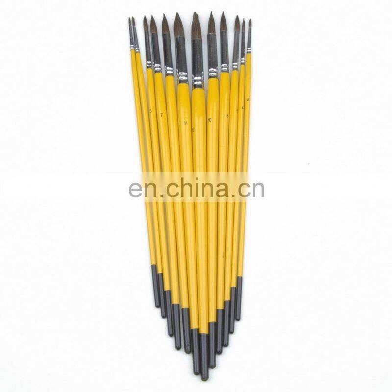 Long coloured handle horse hair brush, round, #1~12