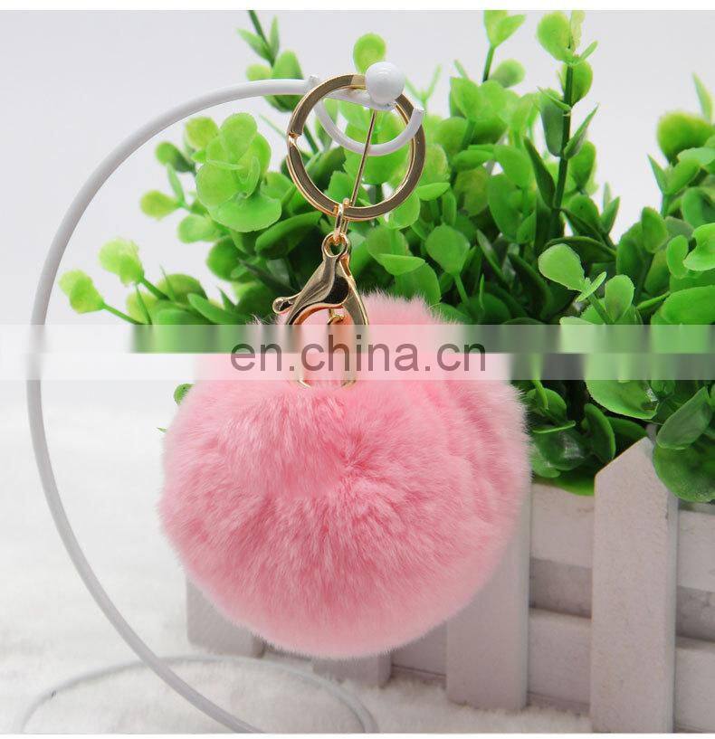 2016 Beautiful and Softly Multicolor Fur Ball Keychain Genuine Rabbit Fur Pom Pom Key Chain