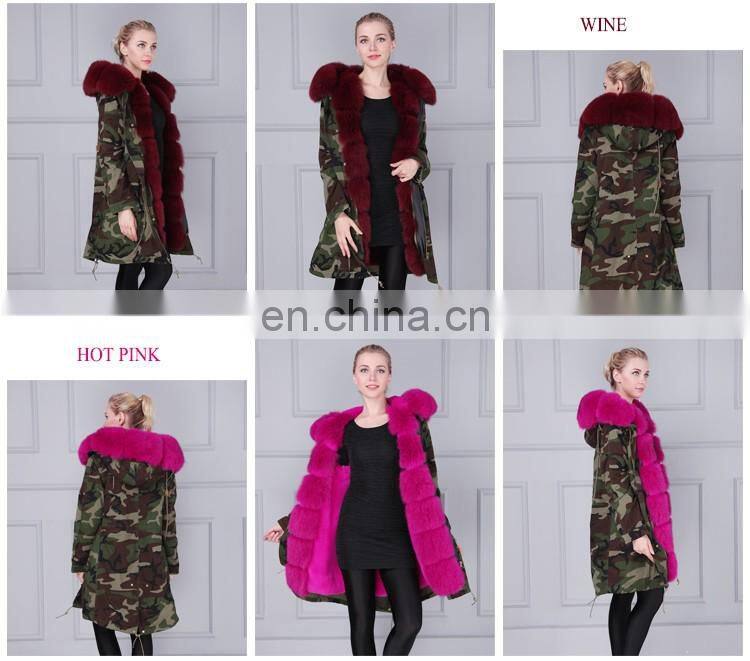 Modern and fashionable real fur trimmed coats with warm hodded
