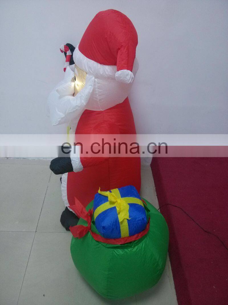 HI lighting inflatable santa claus with gift bag christmas decorations for holiday