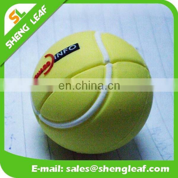 special tennis ball shape 3d custom Logo Soft pvc rubber usb flash drive
