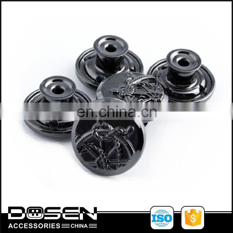 Engraved Black Shiny Alloy Metal designer button