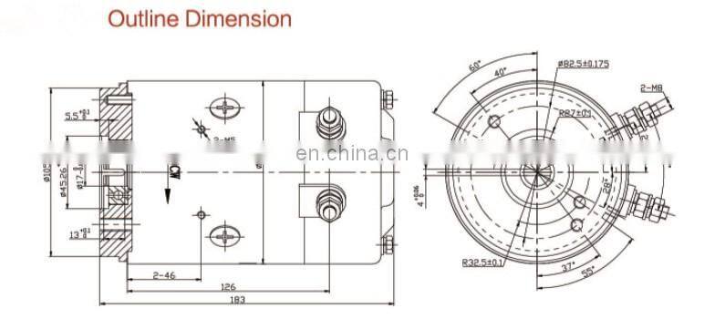 china wuxi factory 12v 1.6kw dc motor for electric forklift CW