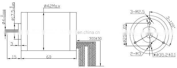 42RBL93 brushless dc motor, rated 6300rpm, 76w