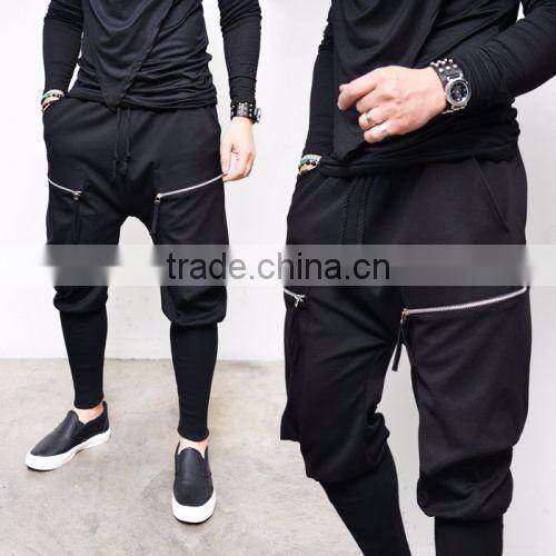 Big Zip Pocket Leggins Baggy Sweatpants Jogger Pants Black Standard Sports