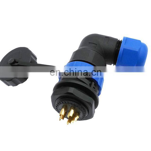 SP20 90 degree elbow waterproof connector 1pin 2pin 3/4/5/6/7/9/10/12/14Pin IP68 Industrial power angle connectors
