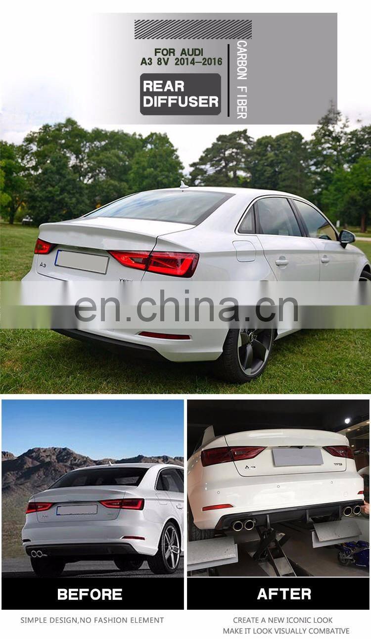 Car Carbon Fiber Rear Bumper Lip for Audi A3 8V TDI Komfort Sedan 4-Door