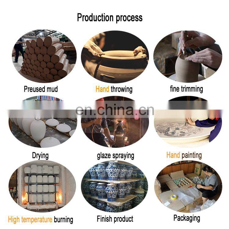 Blue and white landscape Shang ceramic flower floor vase for living room decoration