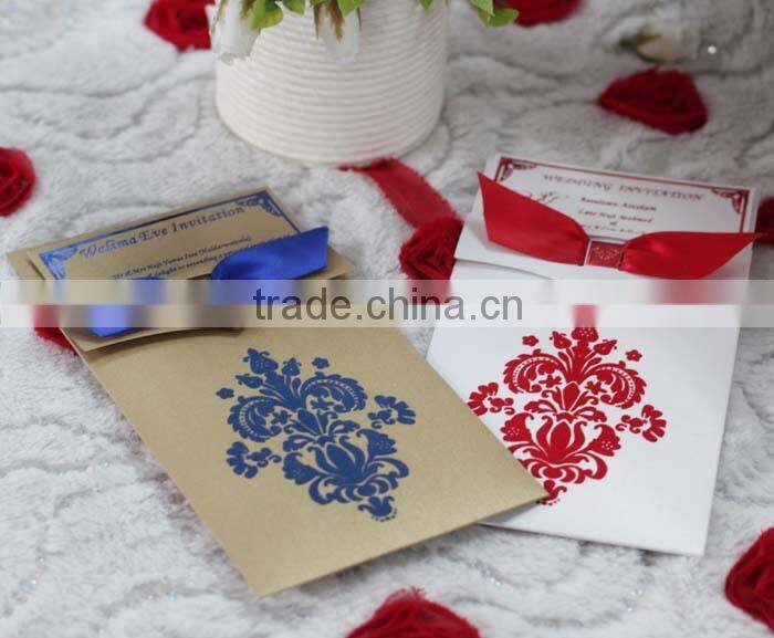 2015 High Quality Elegant Flocking Velvet Wedding Invitation Card