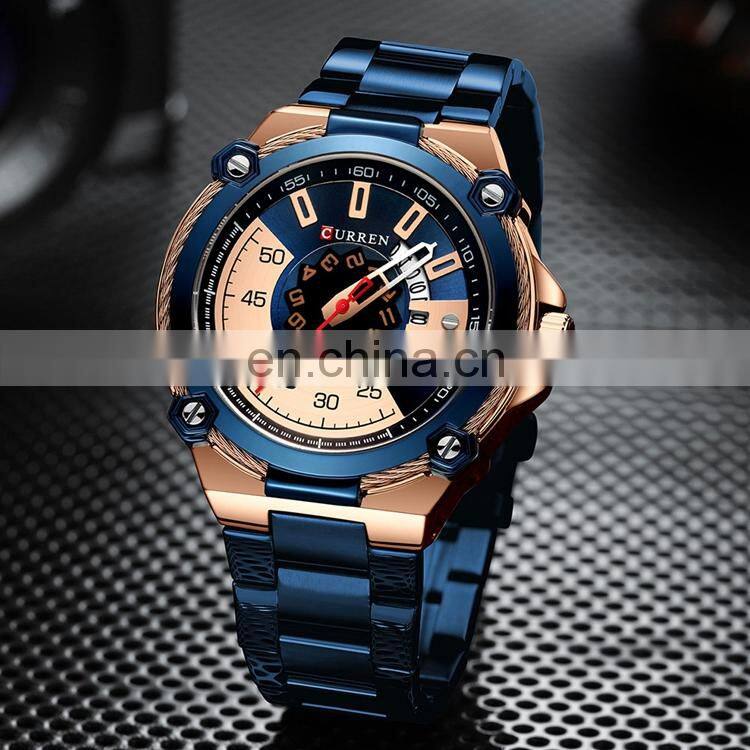 CURREN 8345 Mens Fashion Watches Stainless Steel Japan Quartz Calendar Auto Date Watch For Men 2021