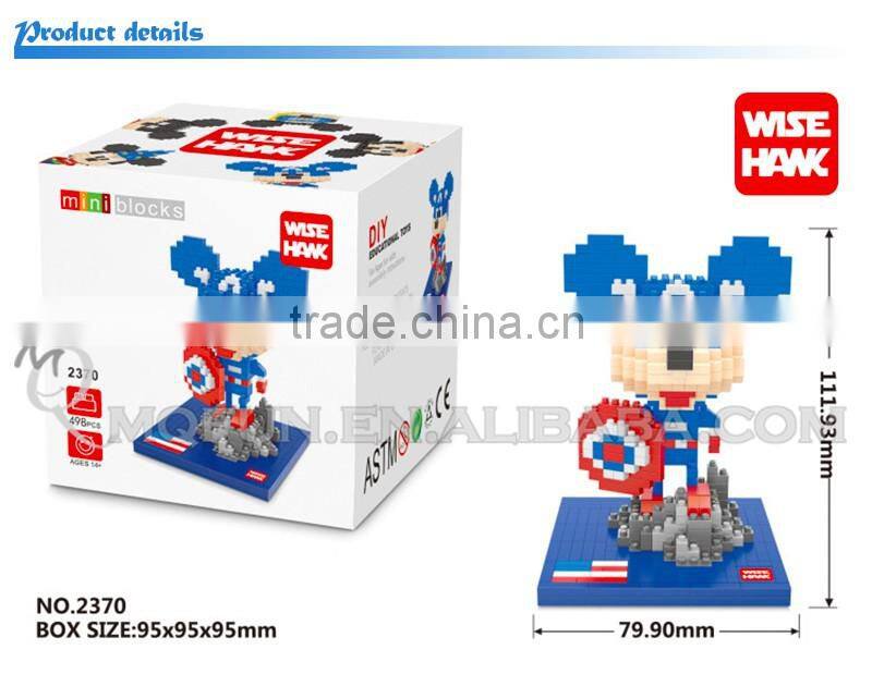 Mini Qute Kawaii WISE HAWK 5 styles Marvel avenger cartoon mouse plastic building blocks brick model educational toy