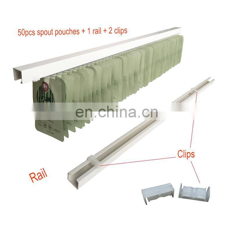 70ml drink stand up middle spout liquid pouch reusable doypack for juice packaging bag attached with the PVC rail