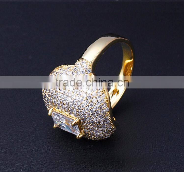 Newest Statement Fashion Pave Setting Cubic Zirconia Chunky Bridal Wedding Ring