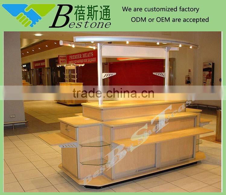 Mall custom retail shopping kiosk or rmu, cosmetic value fashion shop furniture