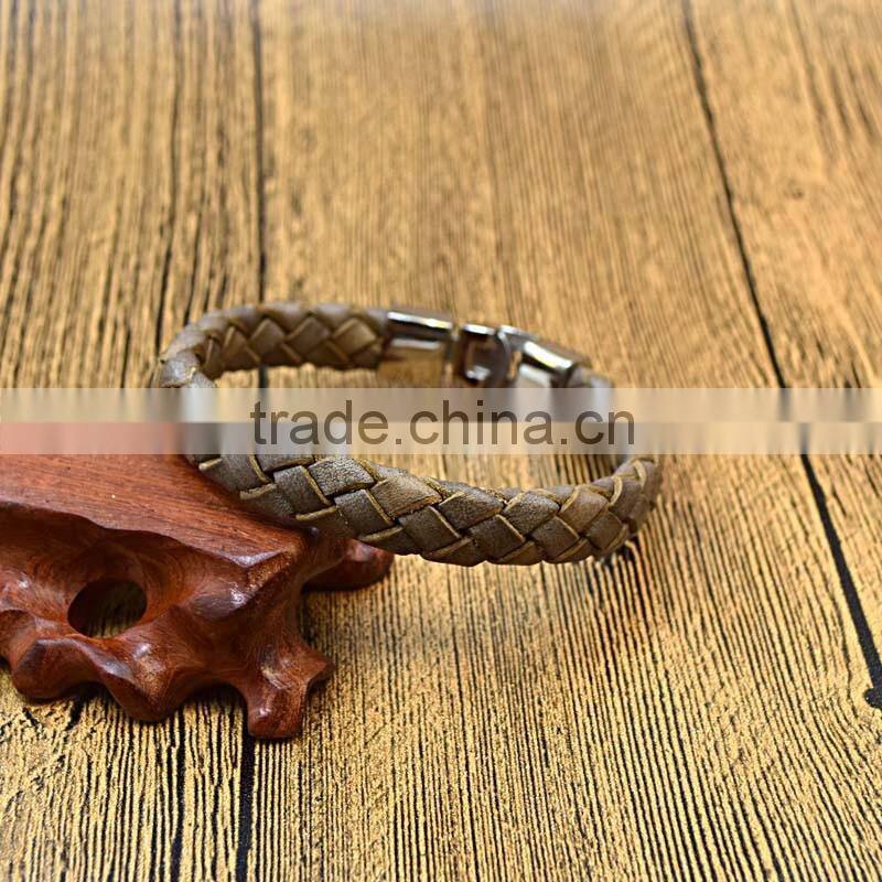 2016 Beautiful Promotion Cow Leather Wrist Band Mens Bracelet