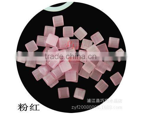 Flatback square shape material Cat's Eye Stone at Best Factory Price #mixed color wholesale 4/6/8mm