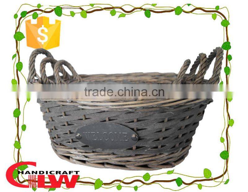 S/3 new product willow&woodchip plant pot, garden flower basket, garden furniture basket with plastic liner
