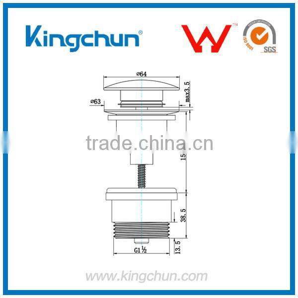 Sanitary Supplies Watermark basin waste wash drain pop up chrome plated with overflow(K328-D)