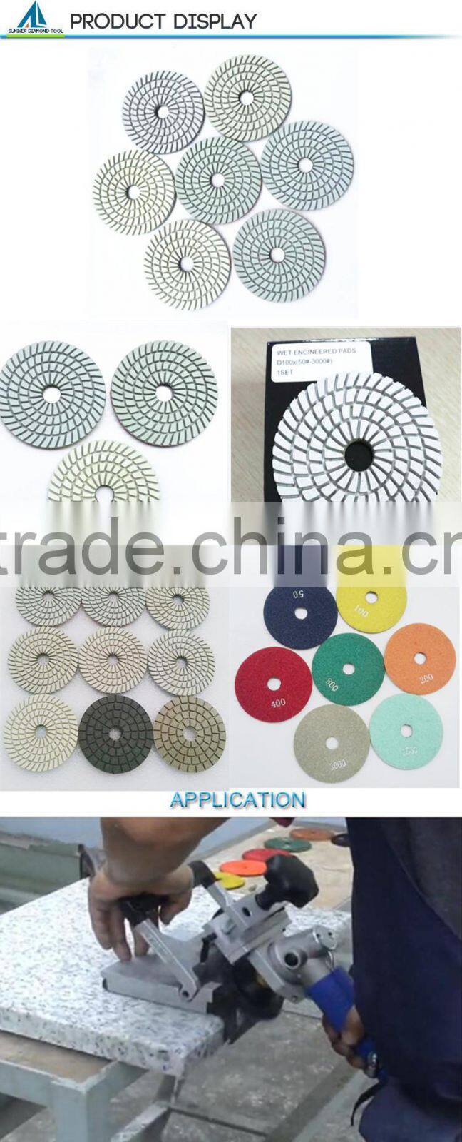 White color diamond polishing polishing pads for granite ,engineer stone, marble