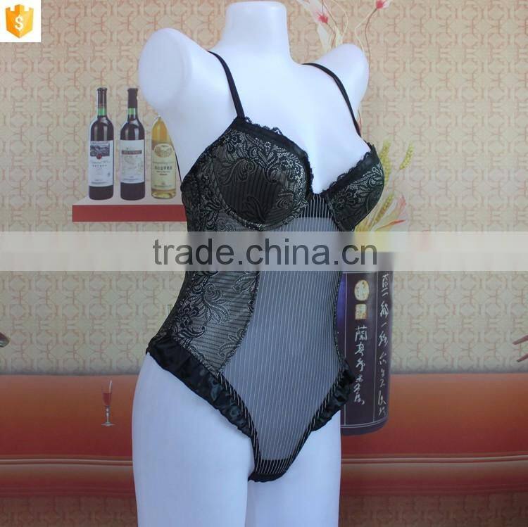 hot special design shapewear, women corset transparent lace with open crotch