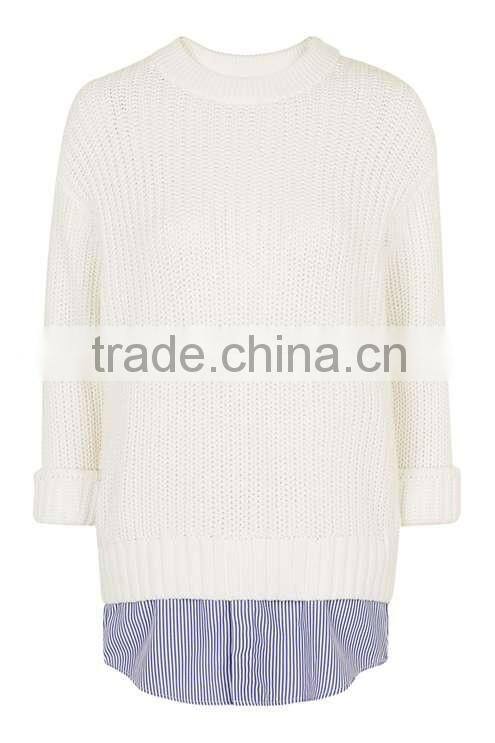 2016 New Latest Design Shirt Hem Rib Knit HSS3008