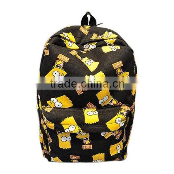 Cartoon School Shoulder Bag Simpson Printting Backpacks Canvas for Girls/Boys