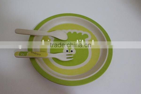 2015 hot selling natural melamine dinner set bamboo fibre kids dinner set