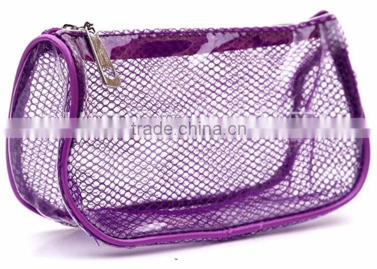 travel plaid washing bag PVC transparent cosmetic bag with handle