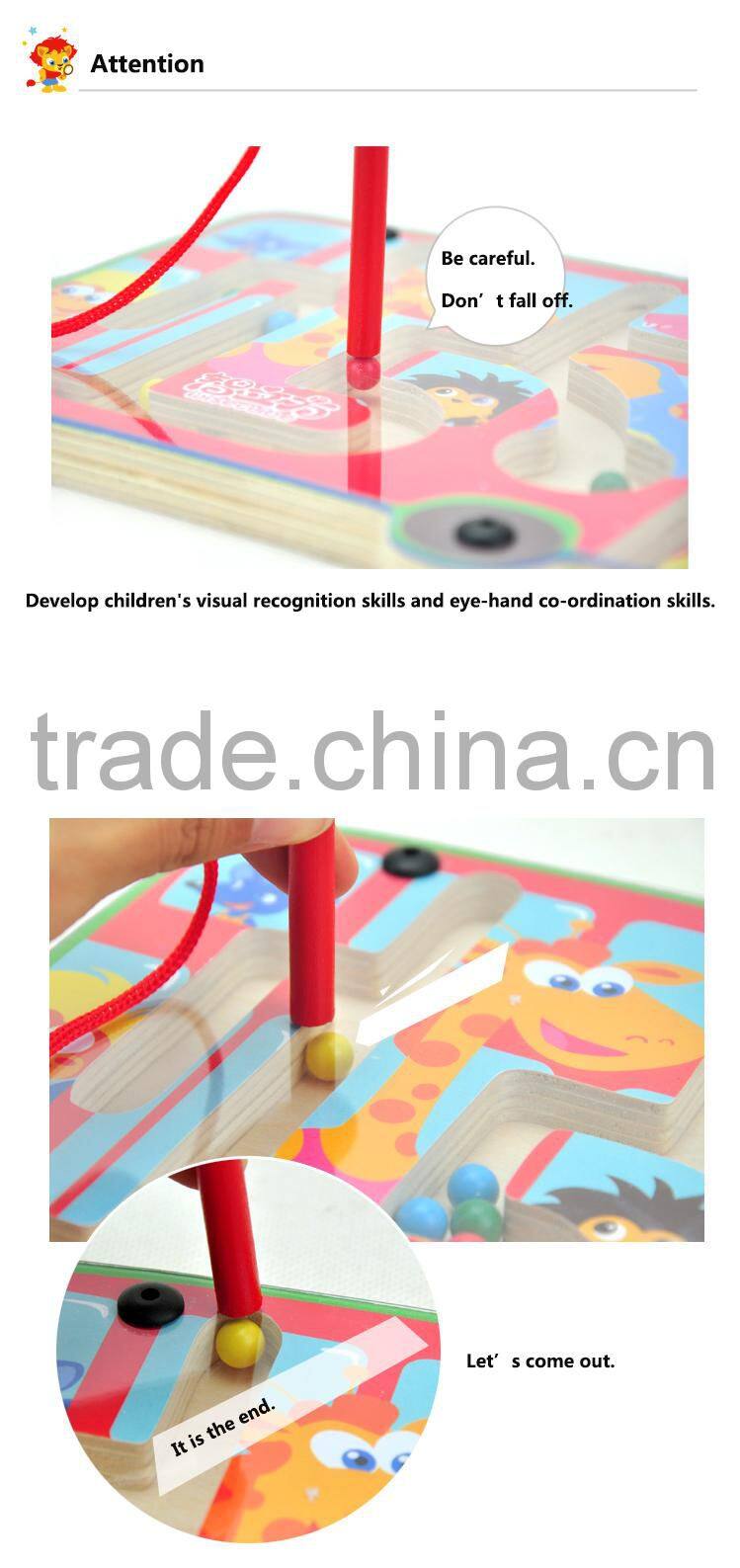 top selling kids red bus shape animal design games board metal beads educational toys magnetic building game