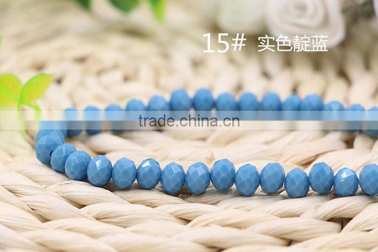 Solid Blue 2mm to 12mm AAA Quality Wholesales Price Loose Jade Crystal Facted Roundelles Glass Beads for Jewelry Cheapest