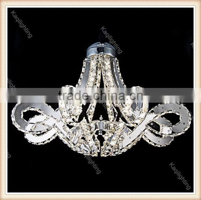 Guzhen Hanging bright light crystal chandeliers commercial stainless steel body led pendant lighting for hotel