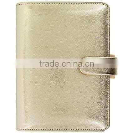gold pu leather personal size organizer agenda with jot pad notebook
