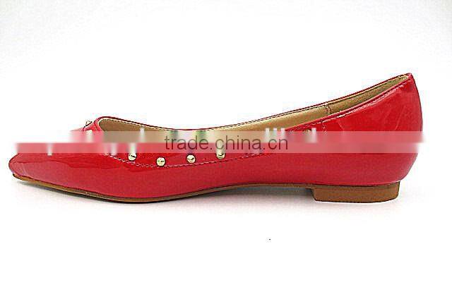 new style fashion pointed toe flat shoes with small rivet