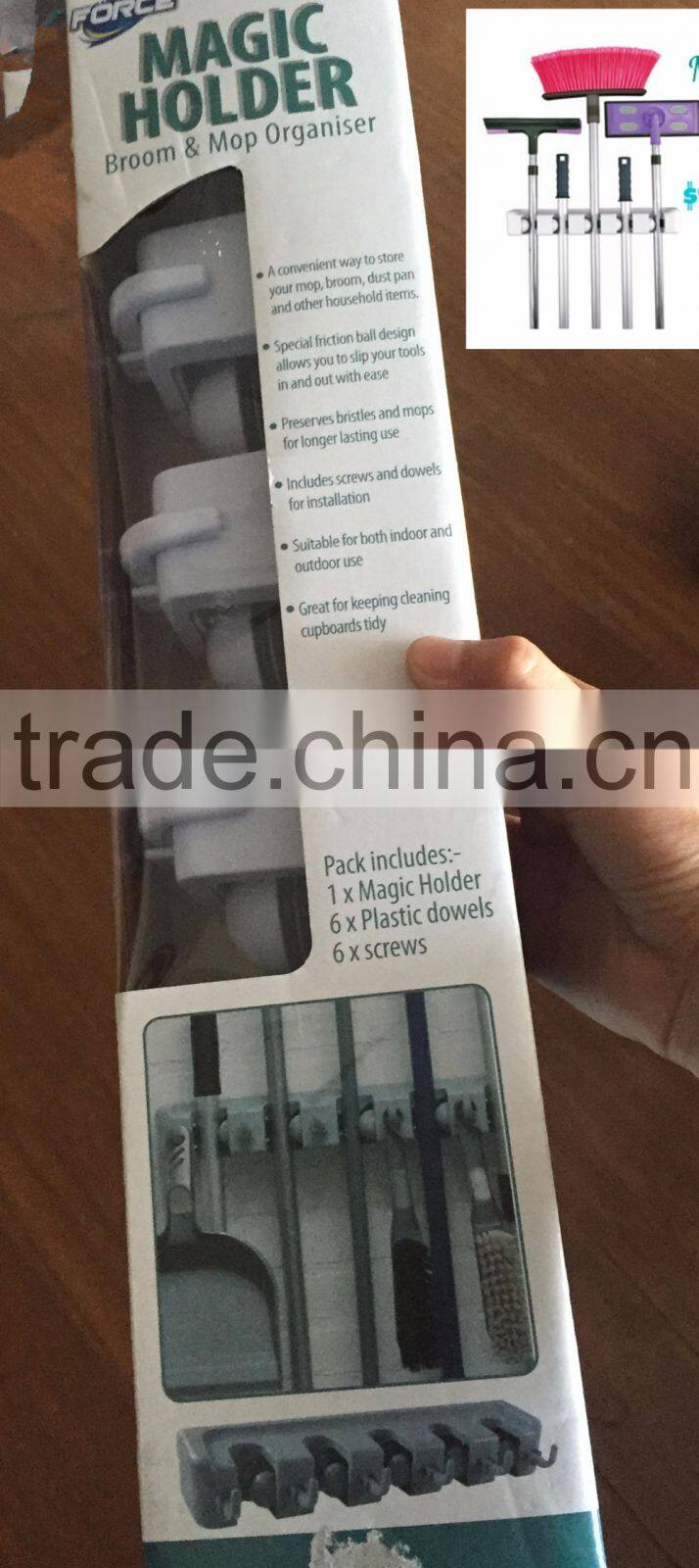 Magic Holder 5 Position Broom Organizer Broom Holder cleaning tools organizer