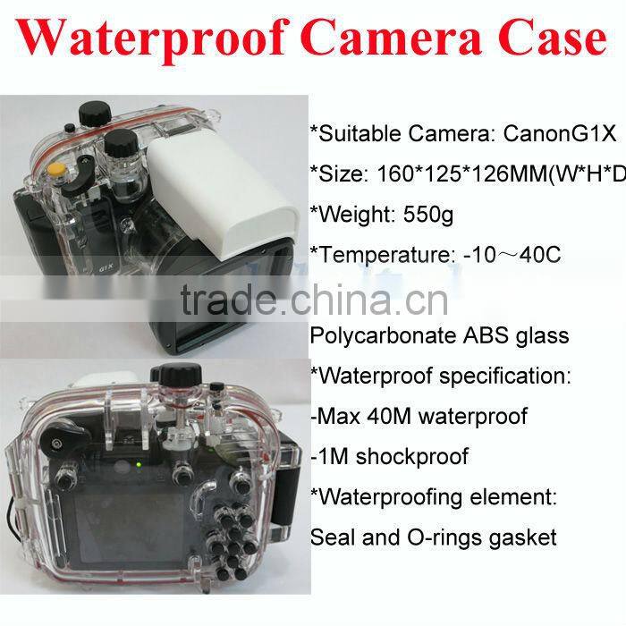 Underwater Camera Case G1X 40 meters 130ft Waterproof Digital Camera Housing for Cannon