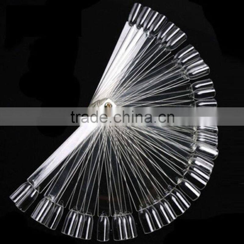 50 Transparent False Nail Art Tips Stickers Display Practice Fan Board
