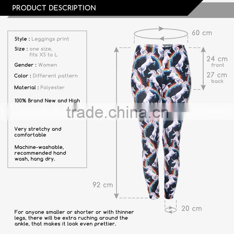 Taobao Fashion New Design Leggins 3D Print Rainbow Unicorn Women Leggings
