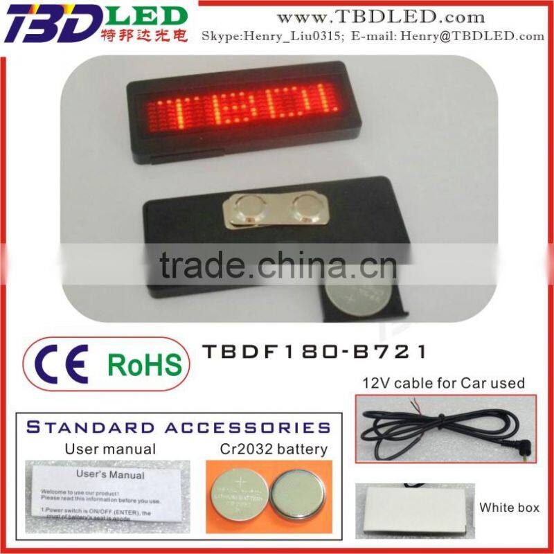 Factory supply LED name badge/sales promotion led card screen/mini led display