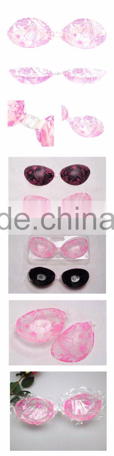 OEM Cheap Design Beautiful Sexy Printed Cute Girls Invisible Silicone Bra For Bikini