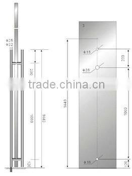 Modern design door pull handle with lock for exterior glass door