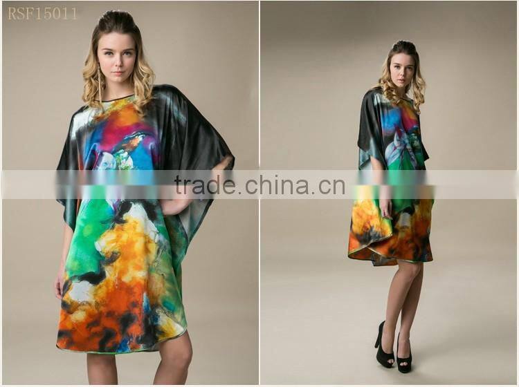 beach 100%satin silk women popular one size kaftan dress
