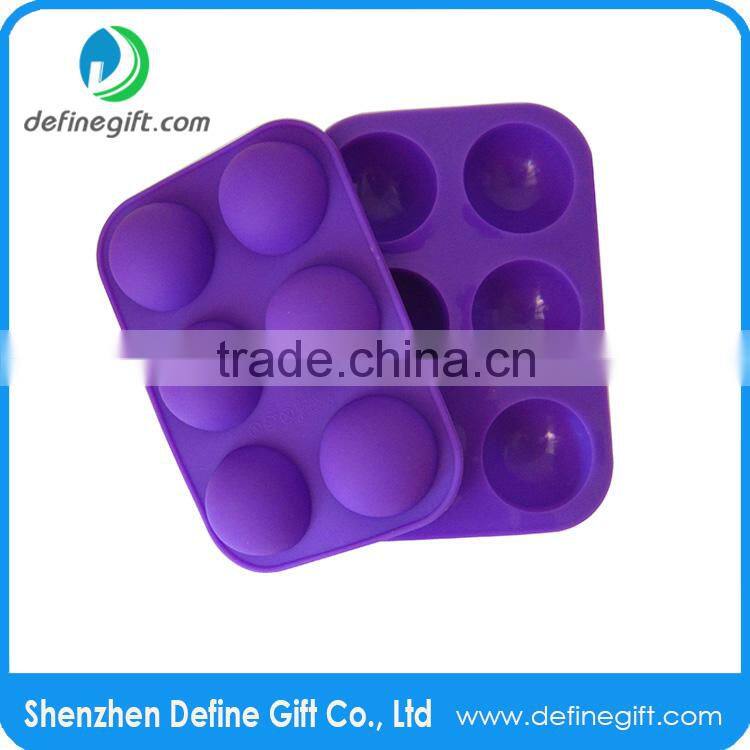 6 Hole Half Sphere Round Ball Shape Jelly Ice Candy Muffin Silicone Cupcake Mold