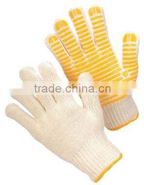 string knit gloves with PVC-dots on both sides, knit string glove, working gloves