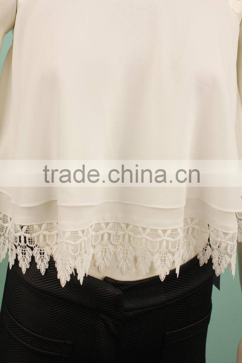 2015 models chiffon blouse lace in the bottom online shopping