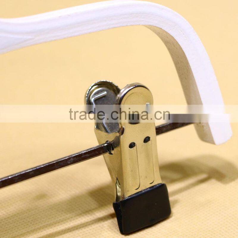 White wooden pants hanger for children garment