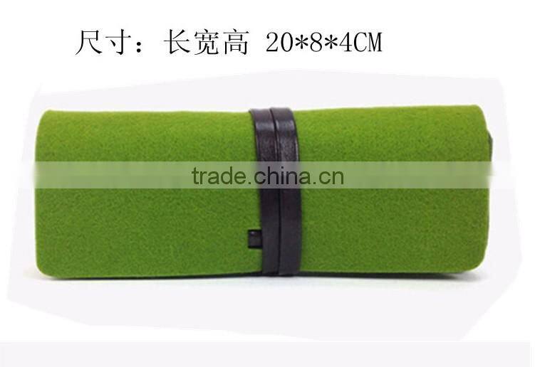 Grey Felt Soft Eyeglasses &Sunglasses Protective Roll Up Case Pouch