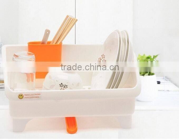 PP plastic dish rack, plastic folding dish rack Drainer With Drip Tray Cutlery Holder Kitchen Sink Rack Plate