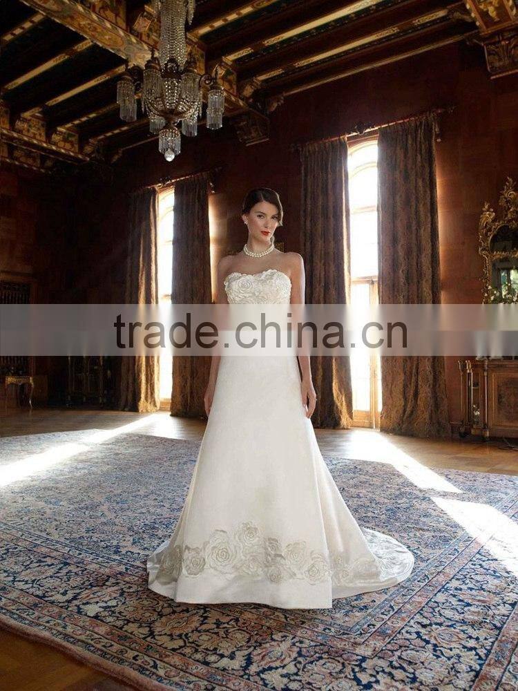Popular Sale scoop pearl lace embroidered wedding dress