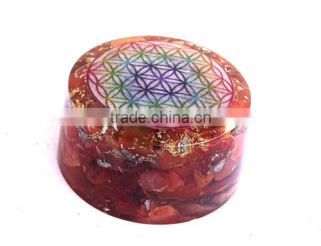 Carnelian Flower Of Life Orgonite Energy Tower Buster : Energetic Space Protectors