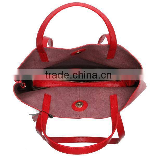 Adjustable strap length beach shopper bags ladies plain leather tote bag